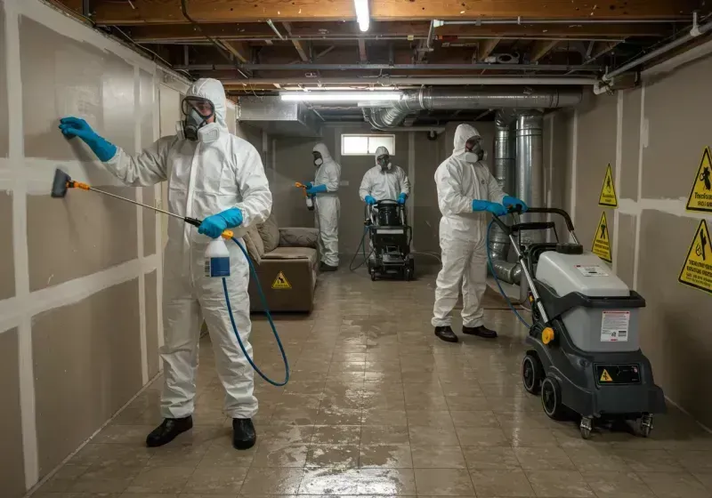 Basement Moisture Removal and Structural Drying process in Greenbush, ME